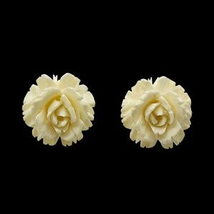 Vintage gold filled carved rose ivory clip on earrings